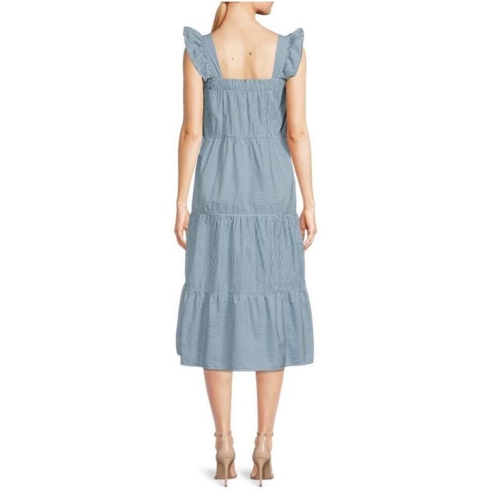 Nation LTD Los Angeles Camille Blue Striped Sundress M Flutter Sleeve Midi Dress - Picture 8 of 14